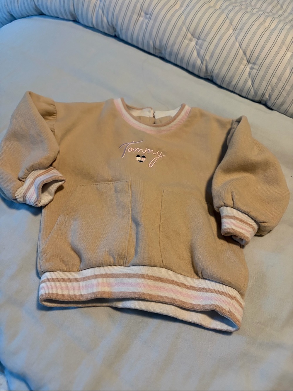 Tommy Hilfiger Beige Sweatshirt with Pink Trim